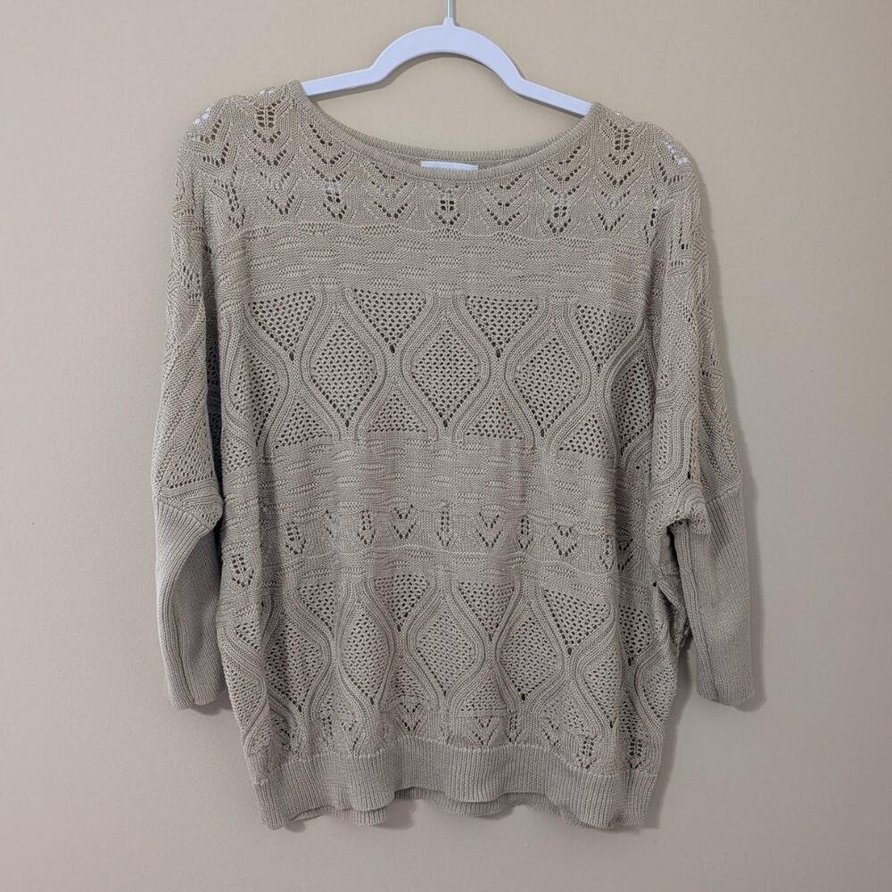 Fairycore Earth Tone Crochet Diamond Pattern Sweater Loose Fit